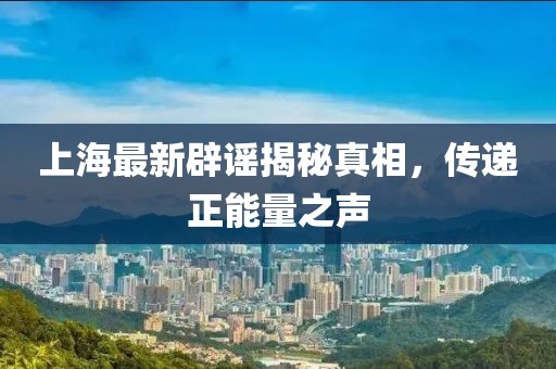 上海最新辟谣揭秘真相，传递正能量之声