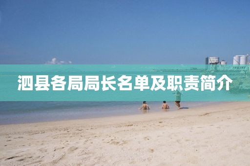 泗县各局局长名单及职责简介