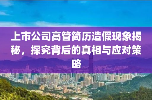 上市公司高管简历造假现象揭秘，探究背后的真相与应对策略