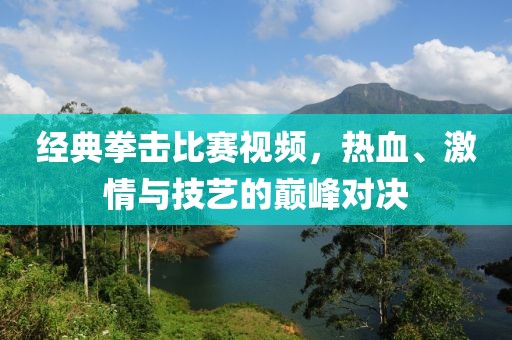 经典拳击比赛视频，热血、激情与技艺的巅峰对决