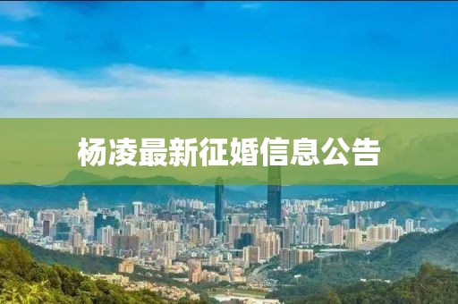 杨凌最新征婚信息公告