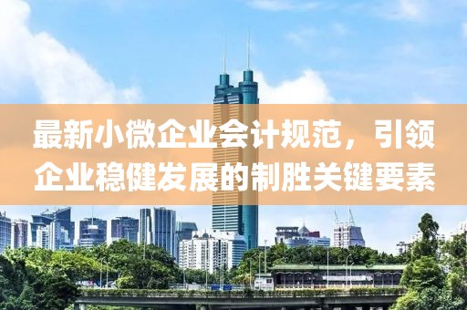 最新小微企业会计规范，引领企业稳健发展的制胜关键要素