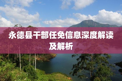 永德县干部任免信息深度解读及解析
