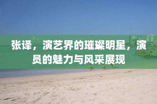 张译，演艺界的璀璨明星，演员的魅力与风采展现