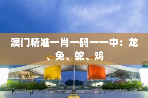 澳门精准一肖一码一一中：龙、兔、蛇、鸡