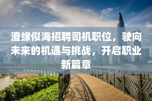 澄缘似海招聘司机职位，驶向未来的机遇与挑战，开启职业新篇章