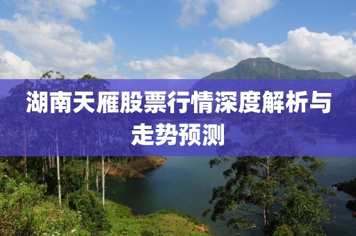 湖南天雁股票行情深度解析与走势预测