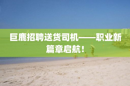 巨鹿招聘送货司机——职业新篇章启航！