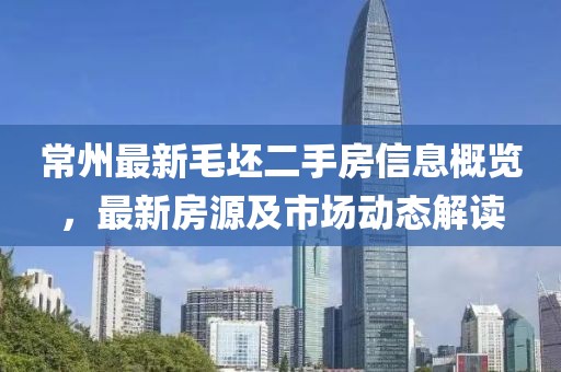 常州最新毛坯二手房信息概览，最新房源及市场动态解读