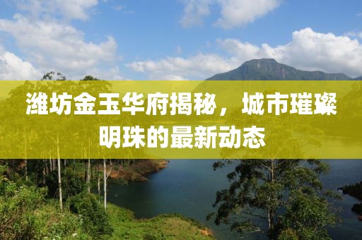 潍坊金玉华府揭秘，城市璀璨明珠的最新动态