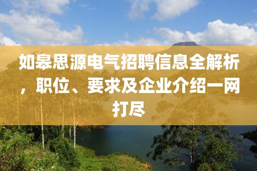如皋思源电气招聘信息全解析，职位、要求及企业介绍一网打尽