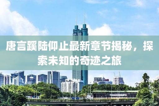 唐言蹊陆仰止最新章节揭秘，探索未知的奇迹之旅
