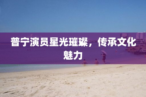 普宁演员星光璀璨,传承文化魅力
