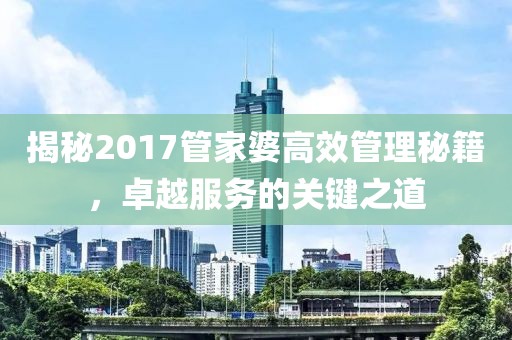 揭秘2017管家婆高效管理秘籍，卓越服务的关键之道