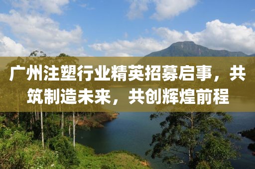广州注塑行业精英招募启事，共筑制造未来，共创辉煌前程