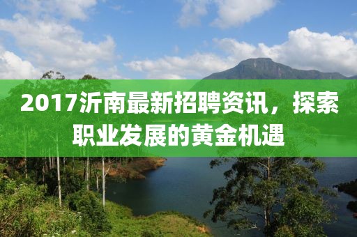 2017沂南最新招聘资讯,探索职业发展的黄金机遇