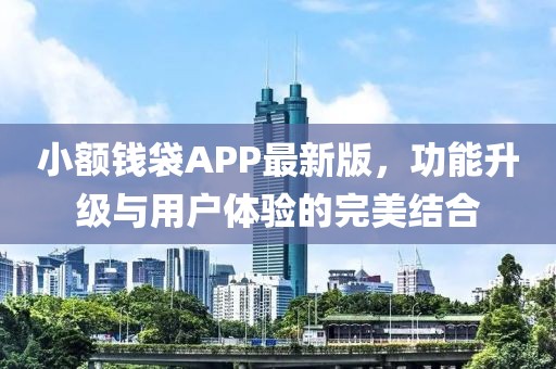 小额钱袋APP最新版，功能升级与用户体验的完美结合