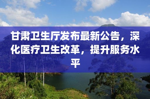 甘肃卫生厅发布最新公告，深化医疗卫生改革，提升服务水平