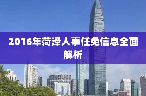 2016年菏泽人事任免信息全面解析