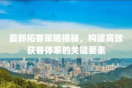 最新拓客策略揭秘，构建高效获客体系的关键要素